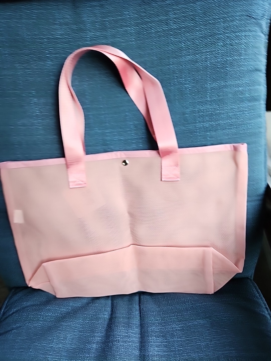 Pink Mesh Beach/Tote Bag 17 x 12 x 4.5 Inches BIJOUX TERNER Snap Closure NWT!