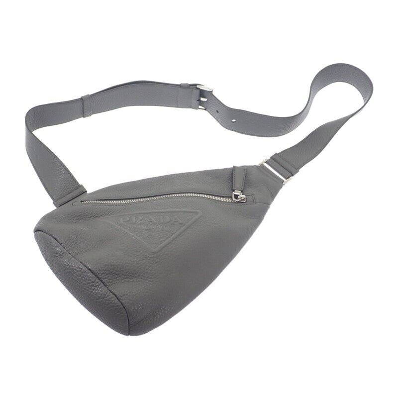 PRADA Vitello Dino Body Bag Leather Grey Silver Hardware Men’s ISY