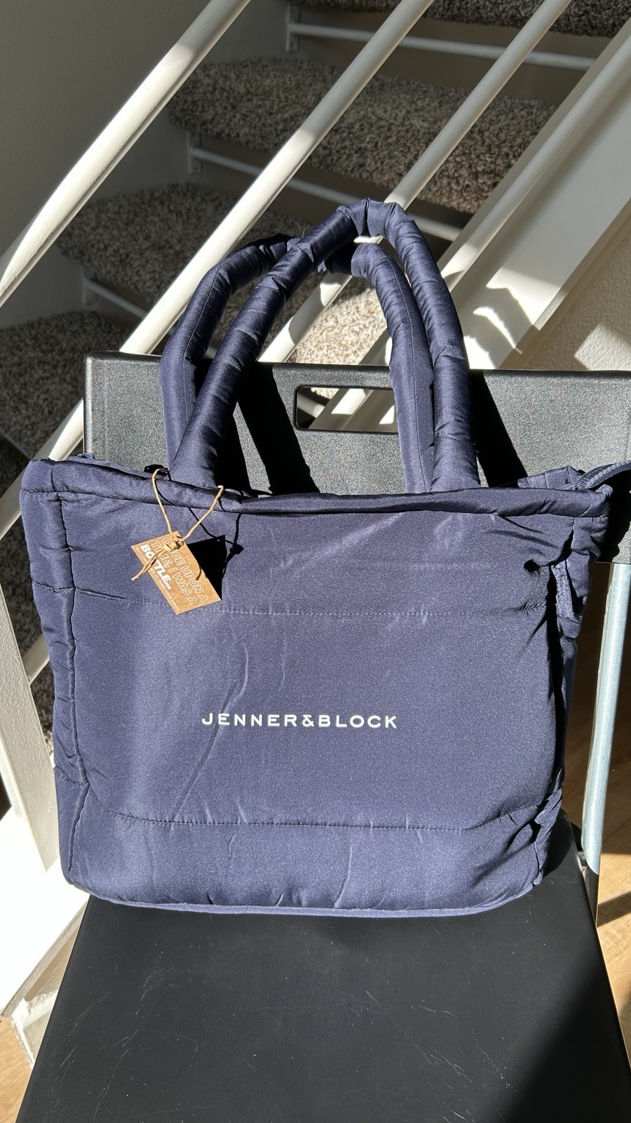 New Jenner & Block Law Firm Puffer Tote Bag Navy Blue