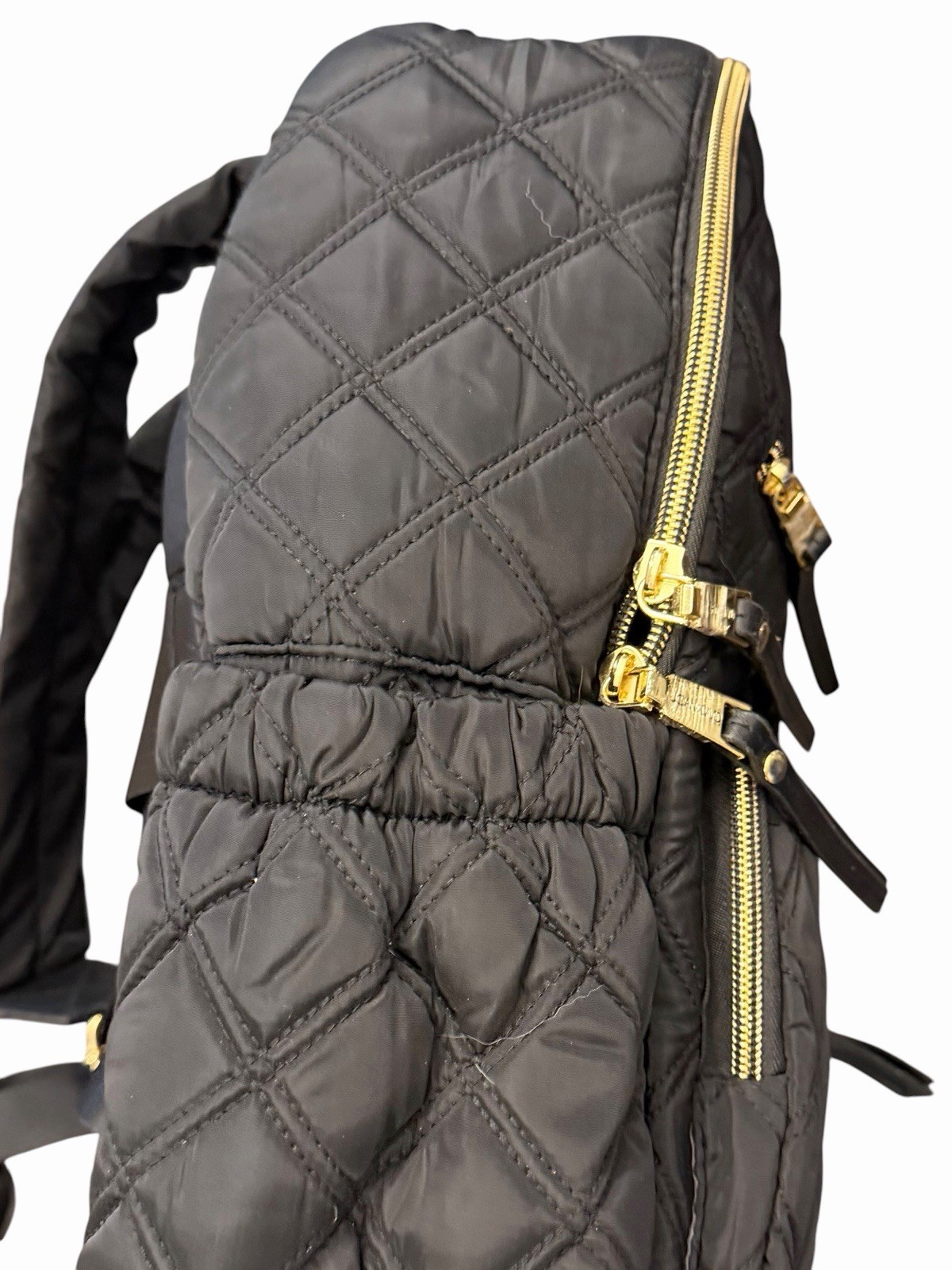 Joan & David 18″ Diamond Quilted Puffer Nylon Travel School Backpack $190 Black