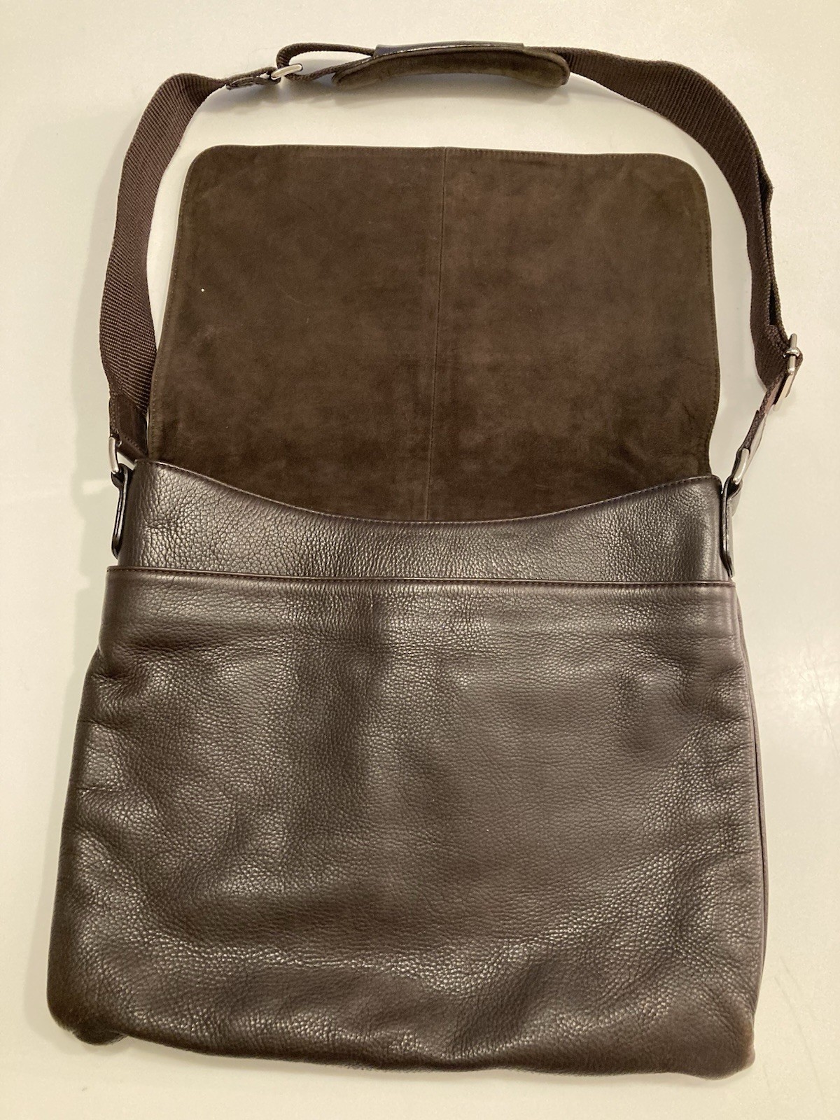 Cole Haan Brown Pebbled Soft Leather Messenger Bag