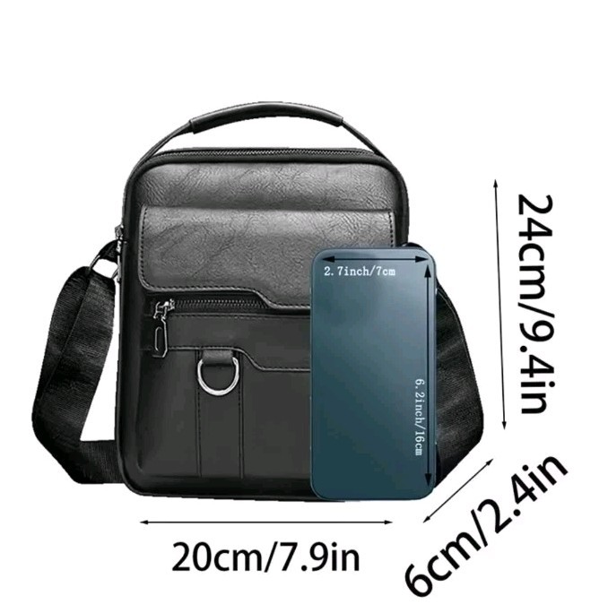 Men’s Genuine Leather Crossbody Small Travel Shoulder Multi Pocket Bag