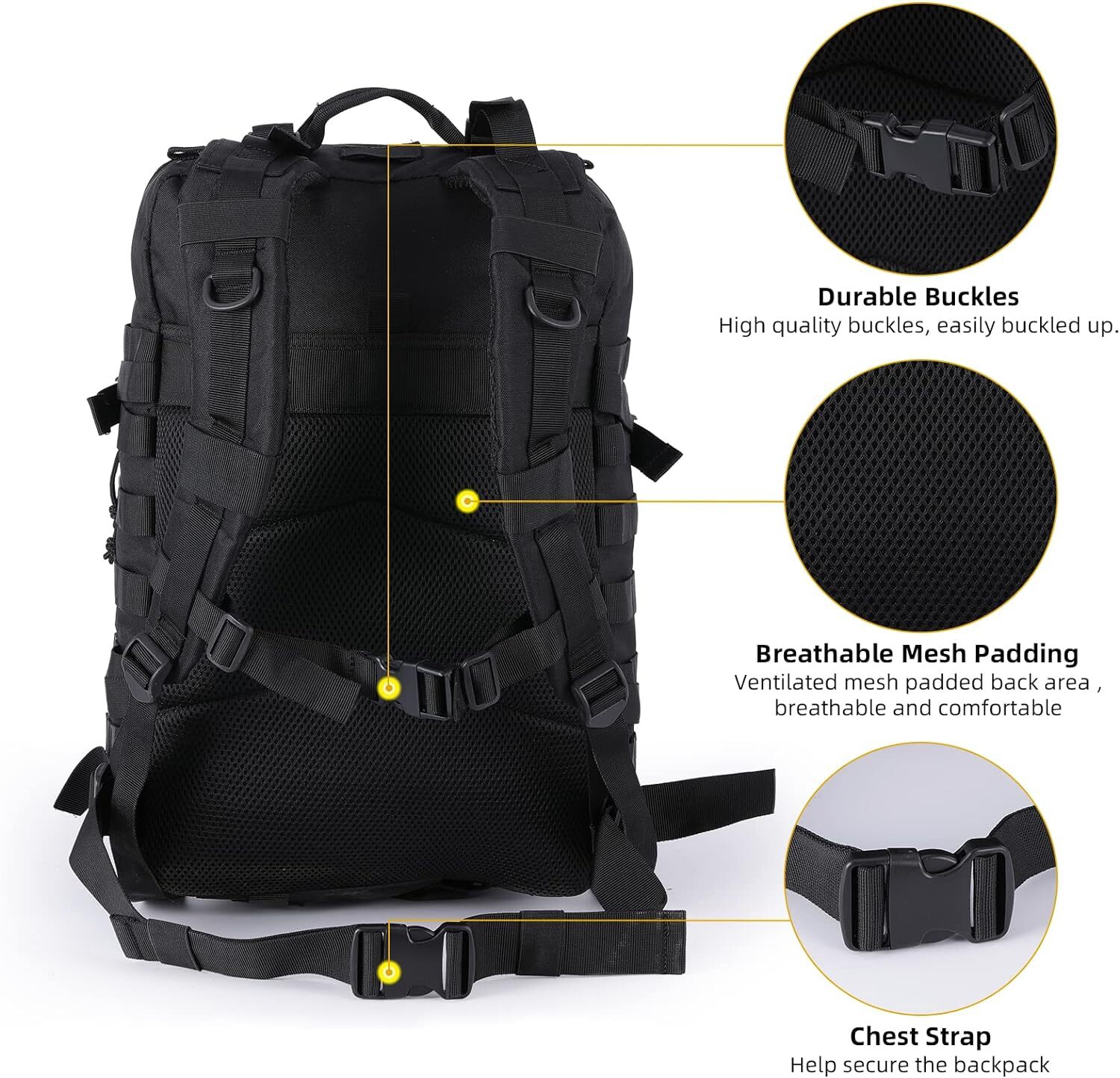 50L Large Tactical Military Backpack Waterproof Rucksack Hiking Laptop Backpack