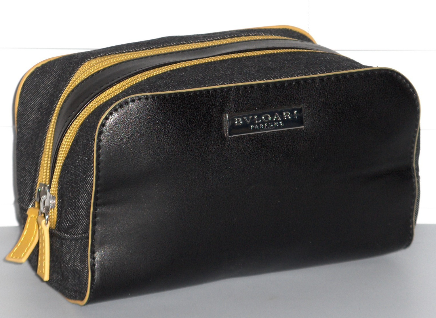 BVLGARI FRAGRANCES Unisex Zip Toiletry Shave Travel Kit Make up Bag, BLACK, New