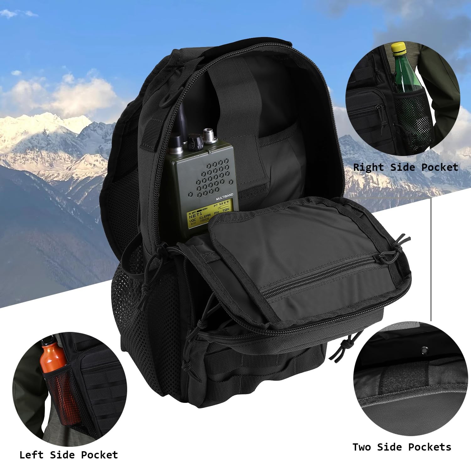 Rover Sling Pack Tactical Shoulder Sling Bag Backpack with Bottle Holder Cros…