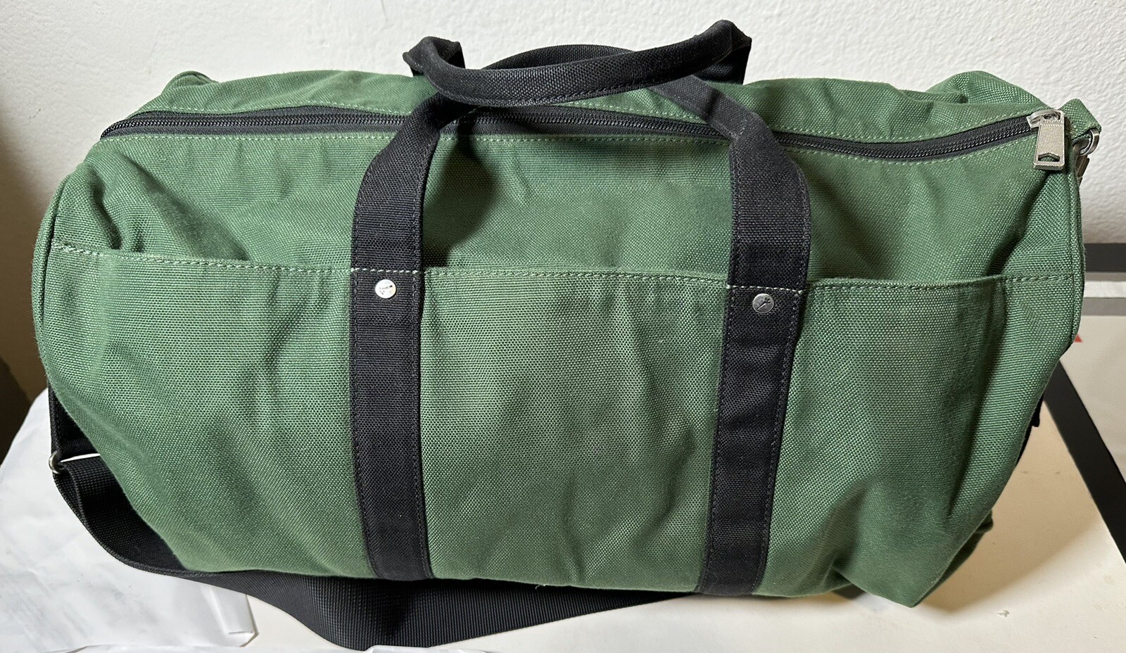 Jack Spade Green St. Canvas Duffle Weekender Gym Bag 20”