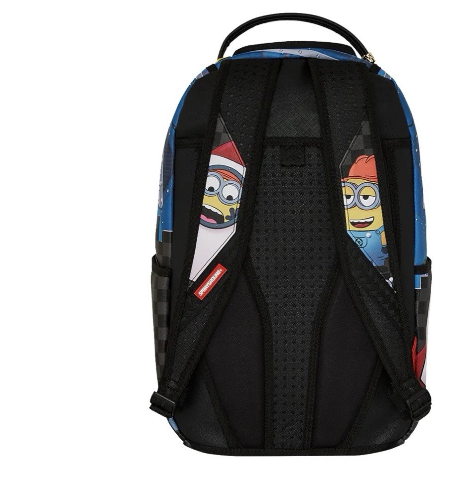 SPRAYGROUND Minions Builders Backpack Velour Laptop Compartment Polyester Fabric