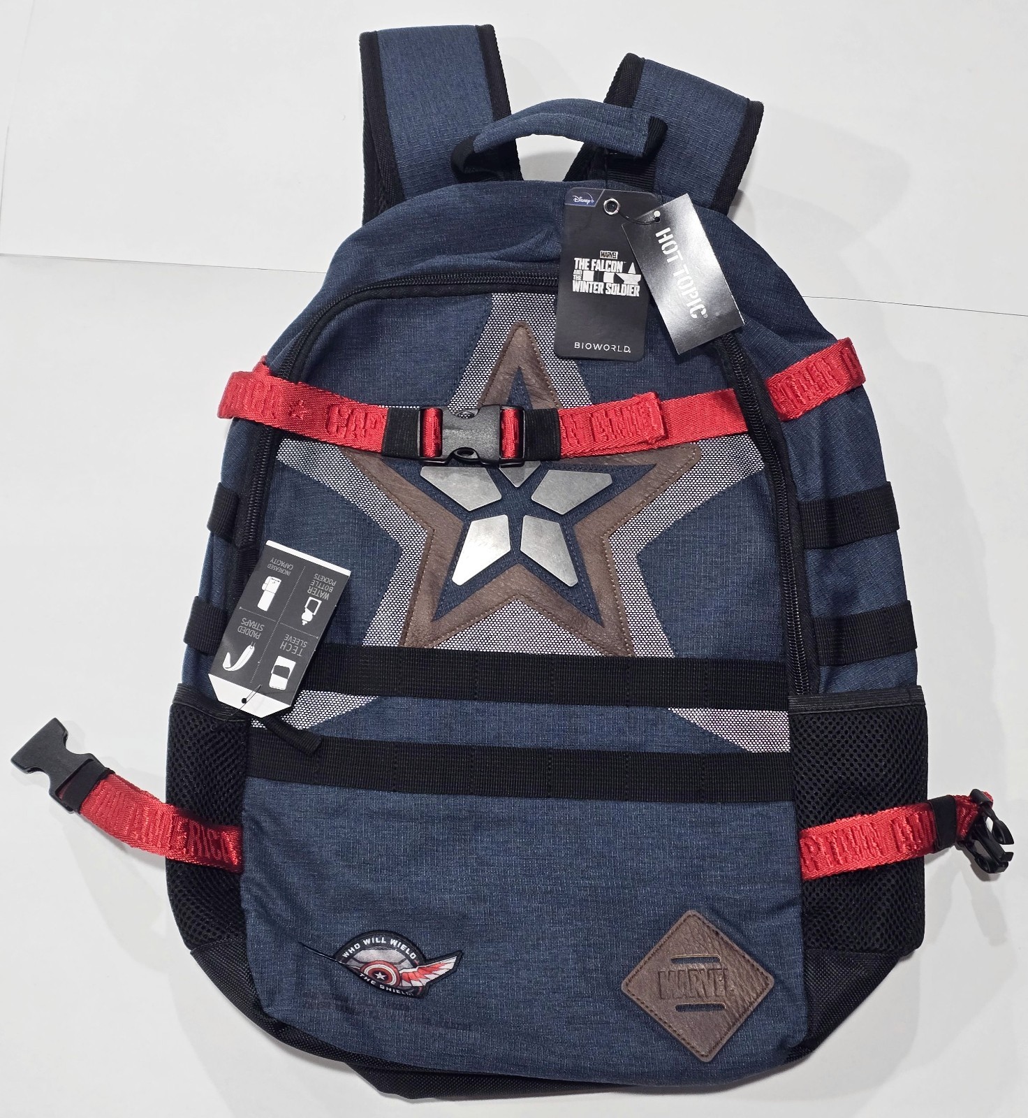 New tag Bioworld Disney Marvel The Falcon And The Winter Soldier Star Backpack