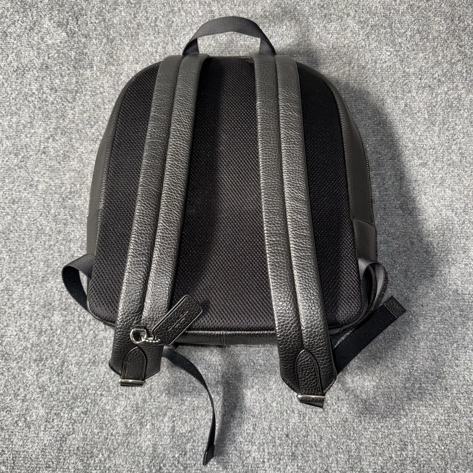 Coach Black Gotham Backpack Black Polished Pebble Leather Calf Trim Zip Pocket
