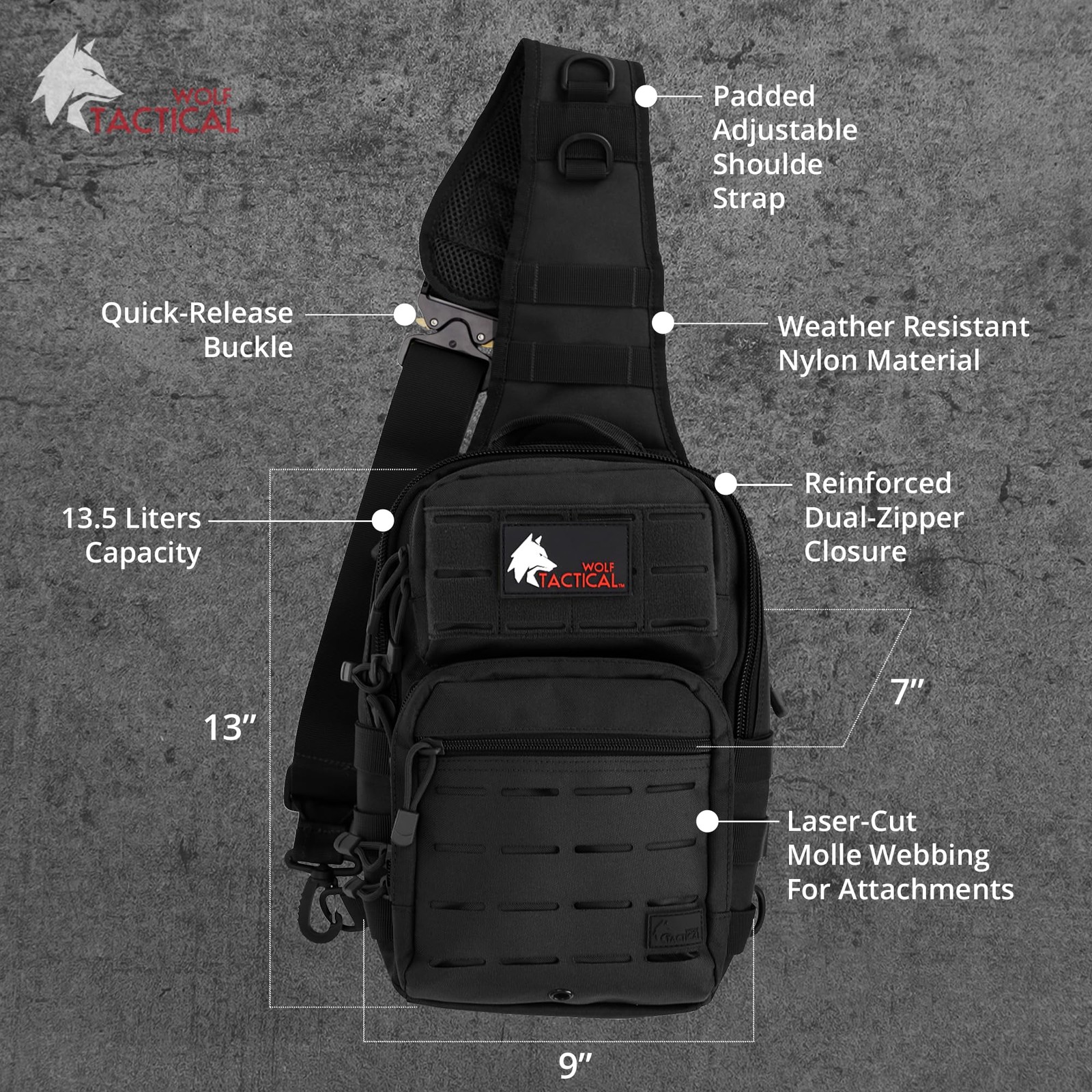 WOLF TACTICAL EDC Sling Bag – Concealed Carry Shoulder Bag for Range, Travel,…