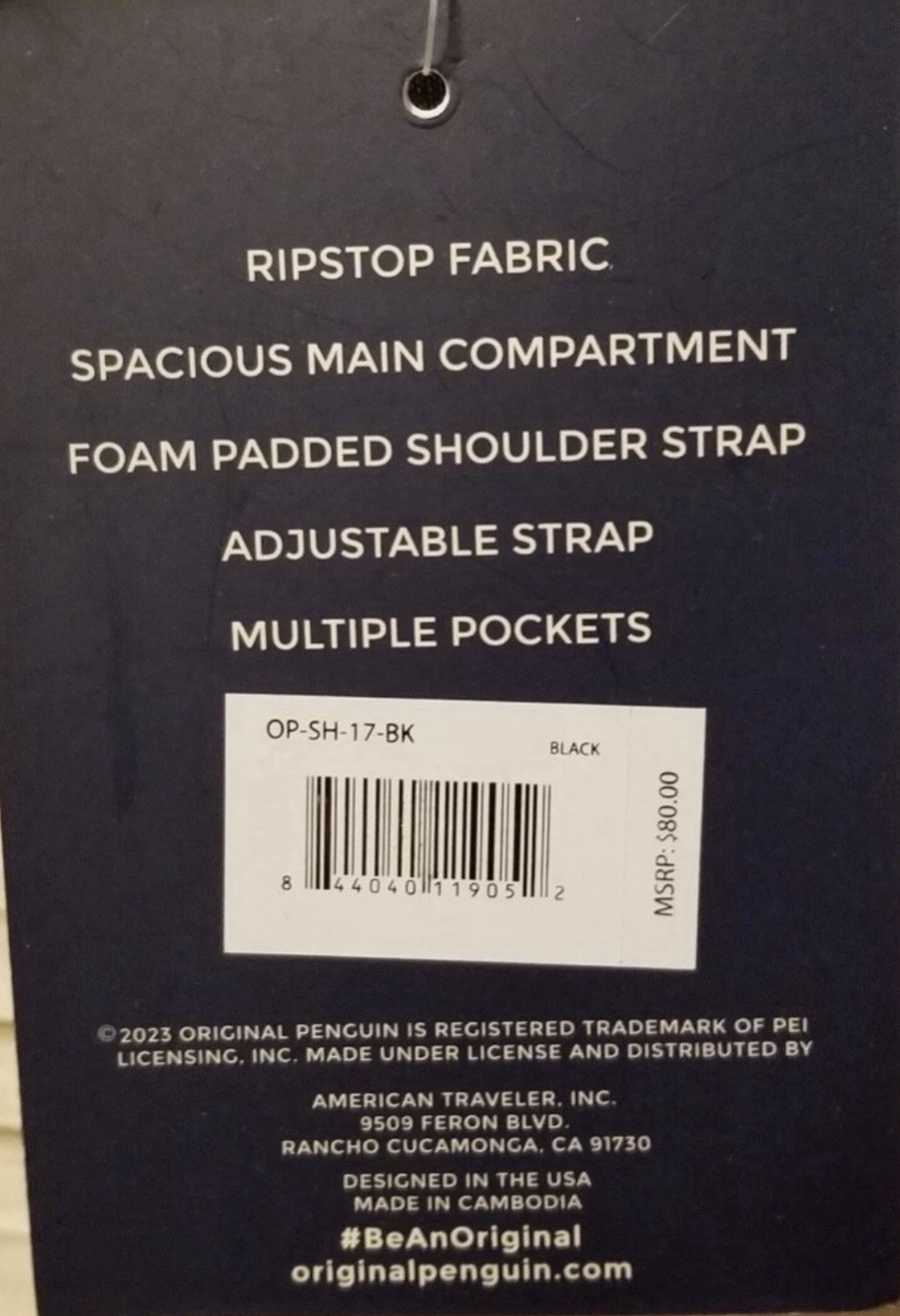 Original Penguin 3 Pocket Ripstop Sling Bag Messenger Bag Black New WOT 🏷️