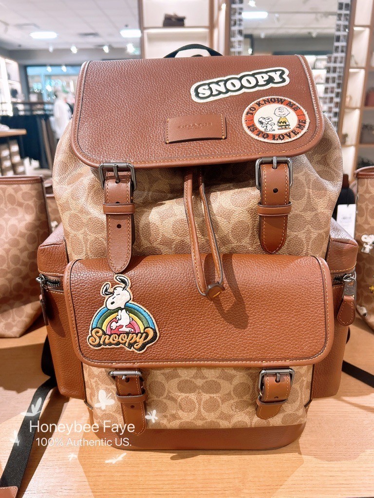 NWT Coach X Peanuts Sprint Backpack In Signature Canvas With Patches CBI44