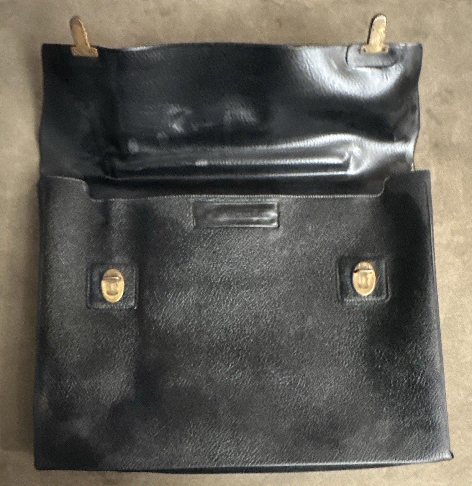 Angler’s Co. U.S. Government Black Vinyl Document Case Top Handle Buckle Closure