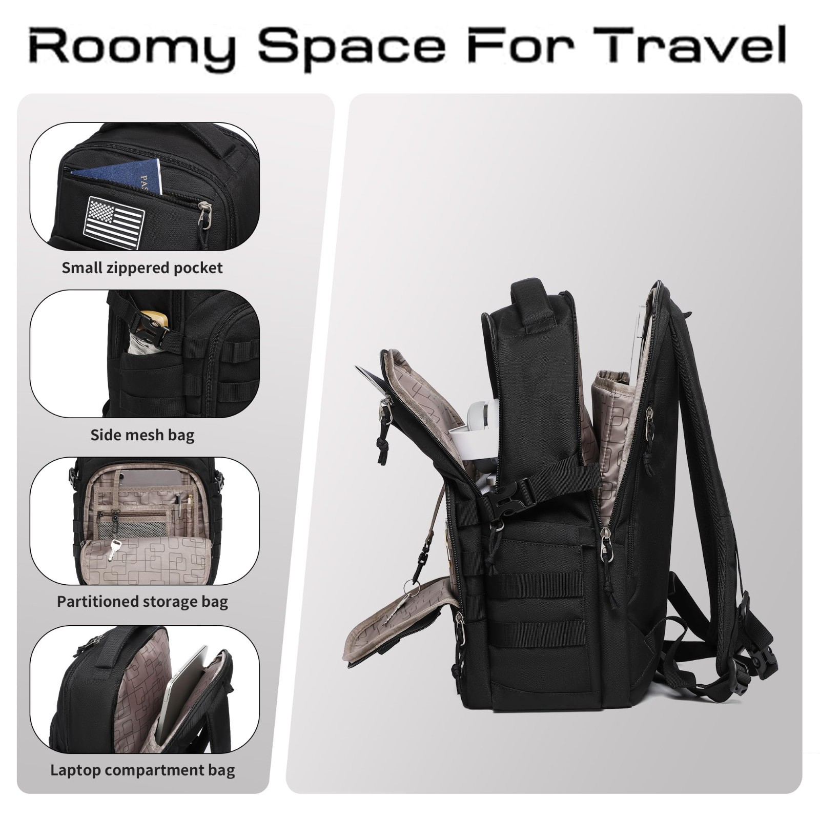 Tactical Military Backpack – Small Black Assault Bag for Men, Outdoor Gear