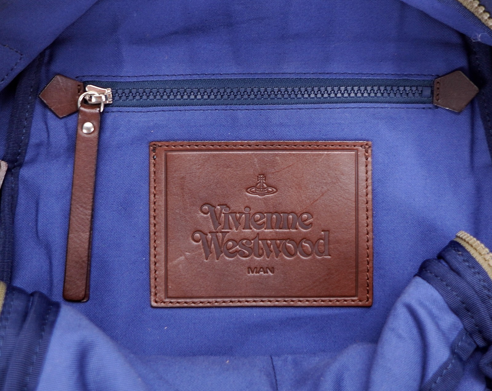 New VIVIENNE WESTWOOD MAN Yellow Blue Traditional School Coated Canvas Backpack