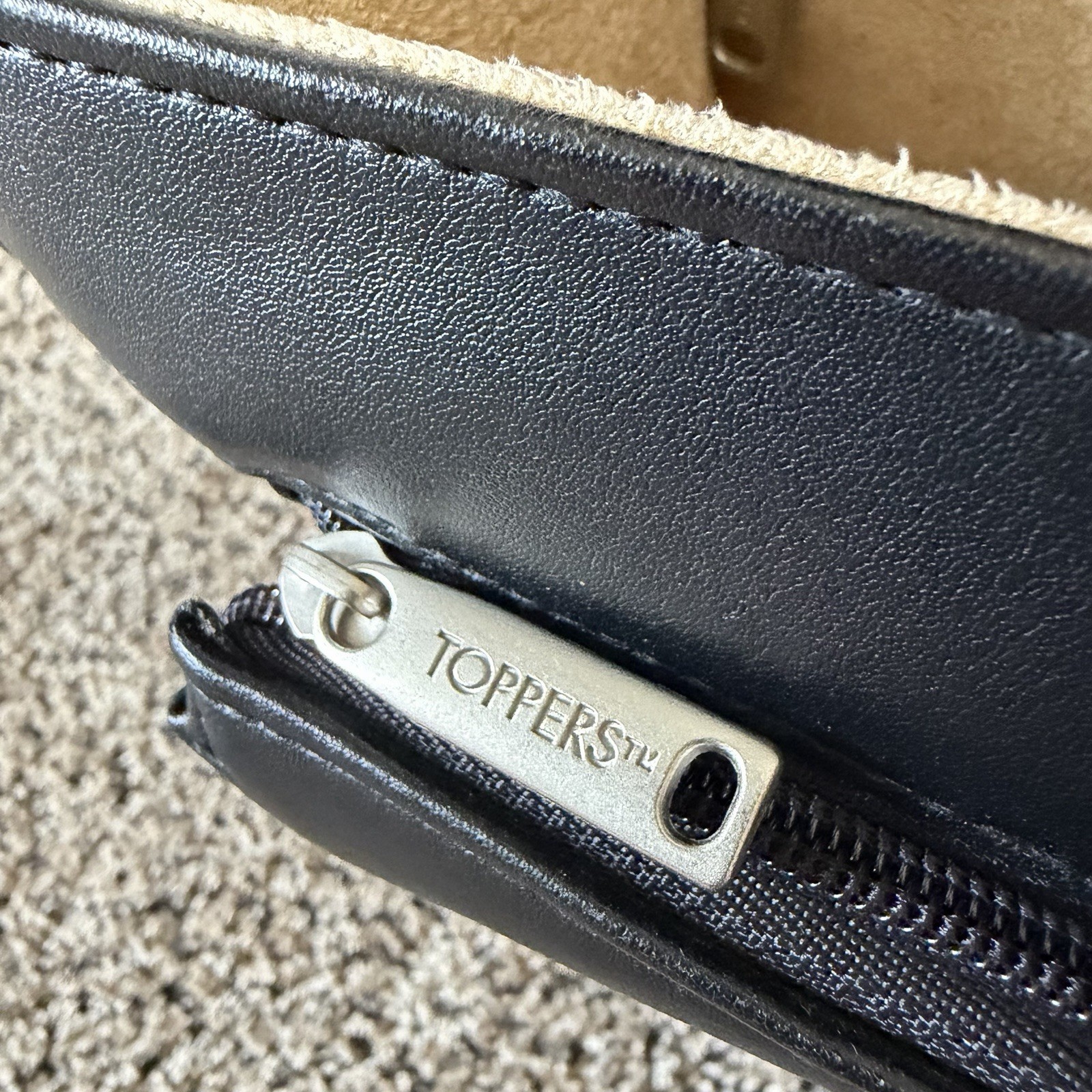 Toppers Black Briefcase/Document Case Push Lock Zip Top Handle Inner Pockets