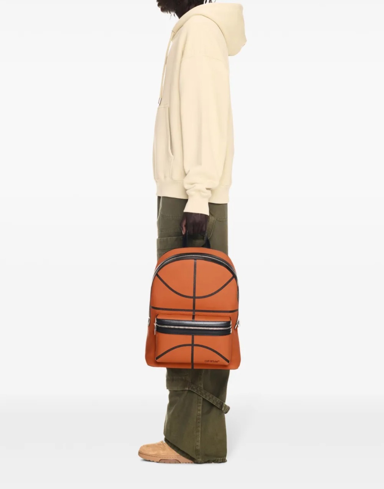 OFF-WHITE BASKET ROUND LOGO BACKPACK BAG MADE IN ITALY OMNB109F24LEA0012010