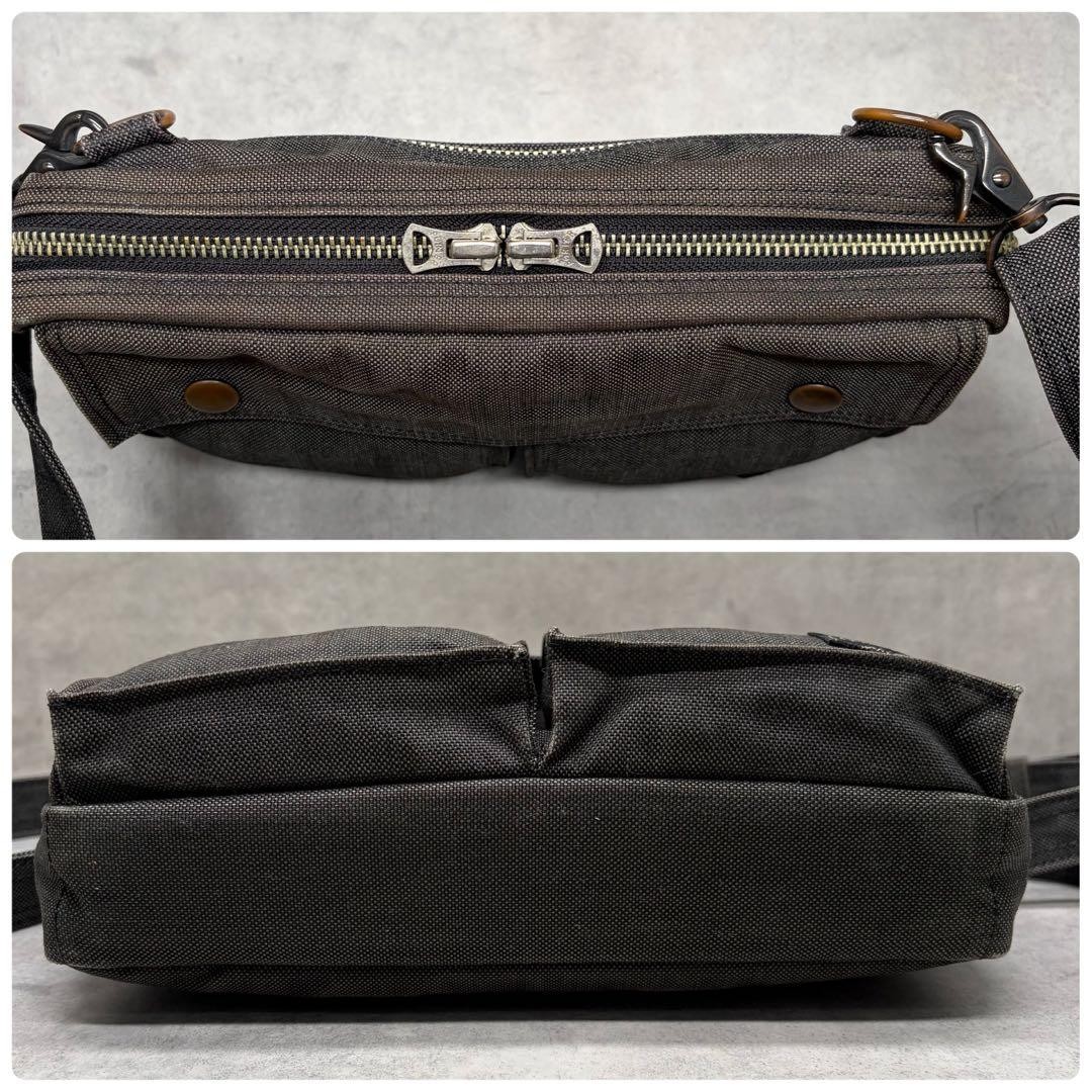 Authentic Yoshida Porter Faded Canvas Shoulder Bag 16cm x 26cm Charcoal Gray