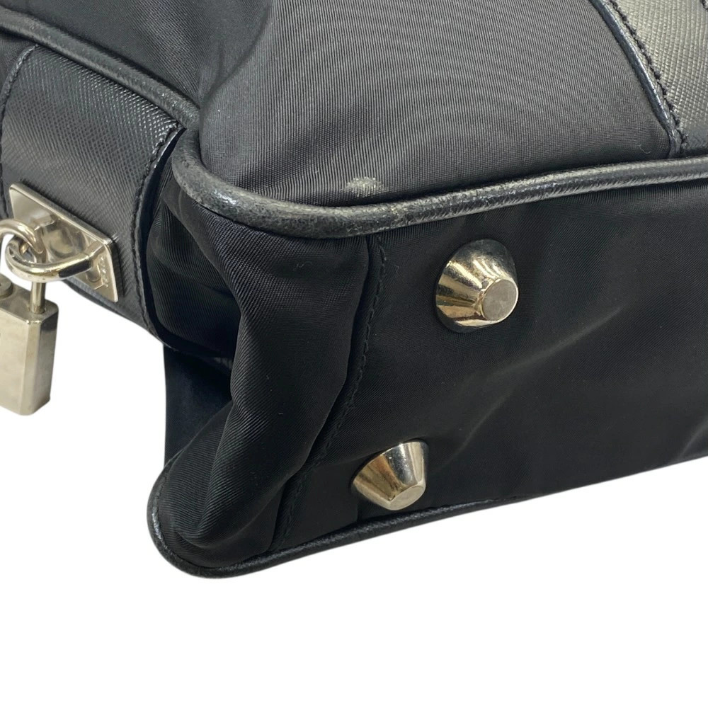 PRADA Briefcase Business Bag Nylon Saffiano Leather Triangle Logo Nero Black