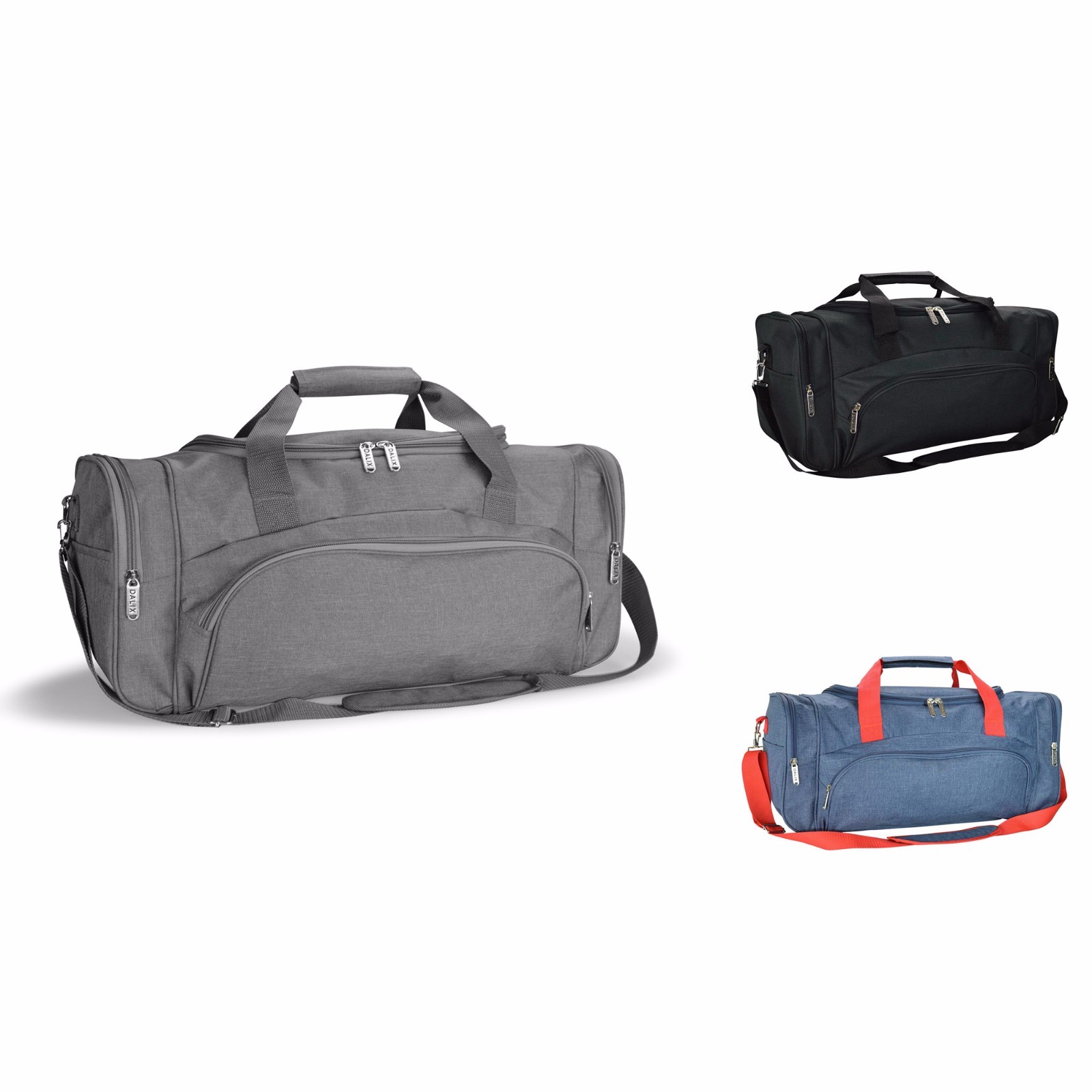DALIX Large 25″ Signature Gym Bag Travel Overnight Urban Blue Red Black Gray
