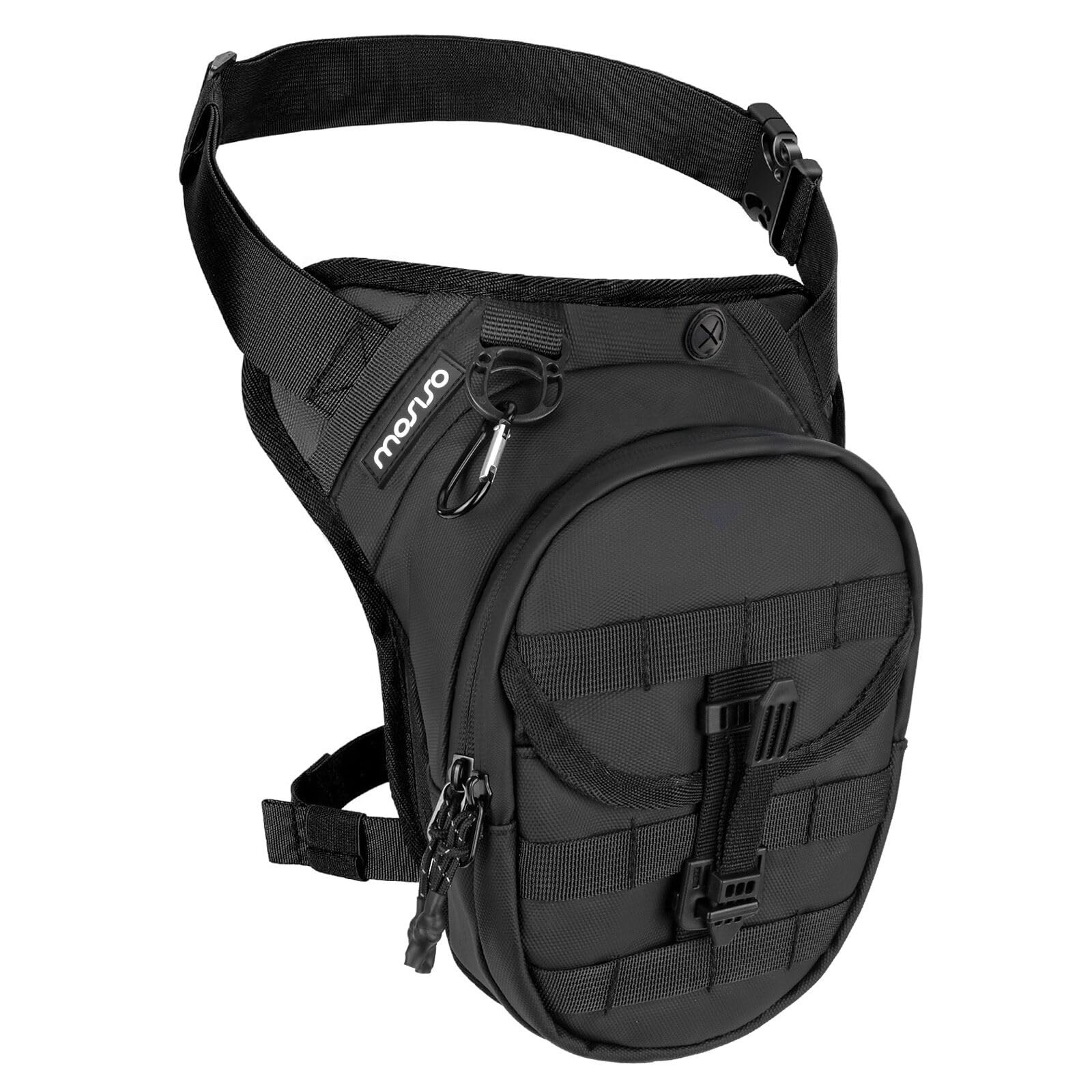 MOSISO Thigh Bag, Motorcycle Leg Bag for Men Women, Expandable, Black