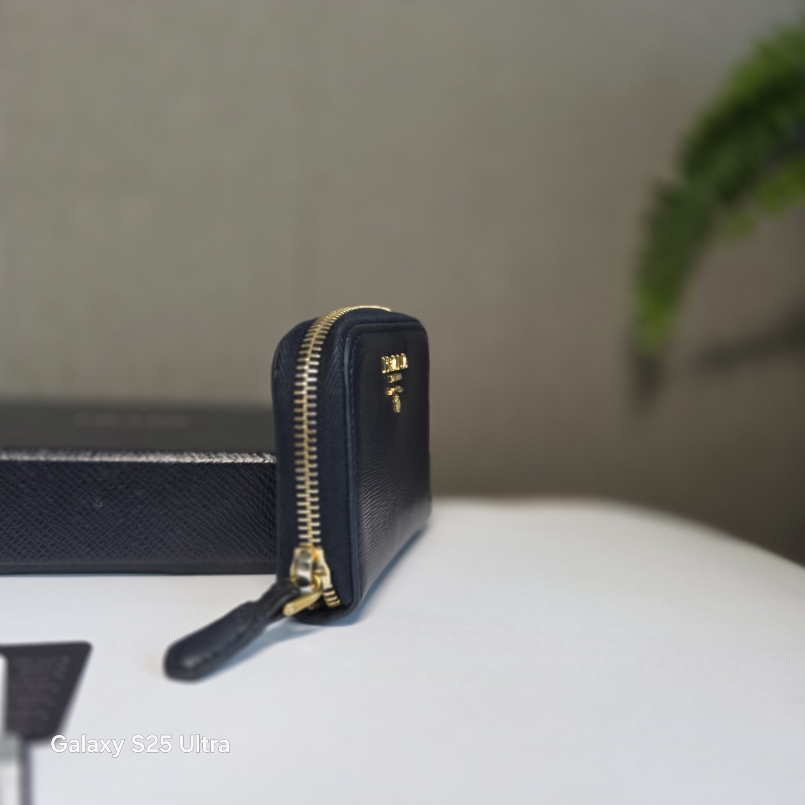 Prada Vitello Move Zip Coin Purse Wallet 1MM268 Baltico Navy Gold HW Full Set