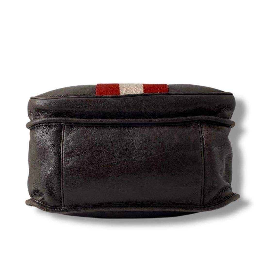 BALLY Shoulder Bag Trainspotting Leather Dark Brown Vintage 25.5×26.5x12cm