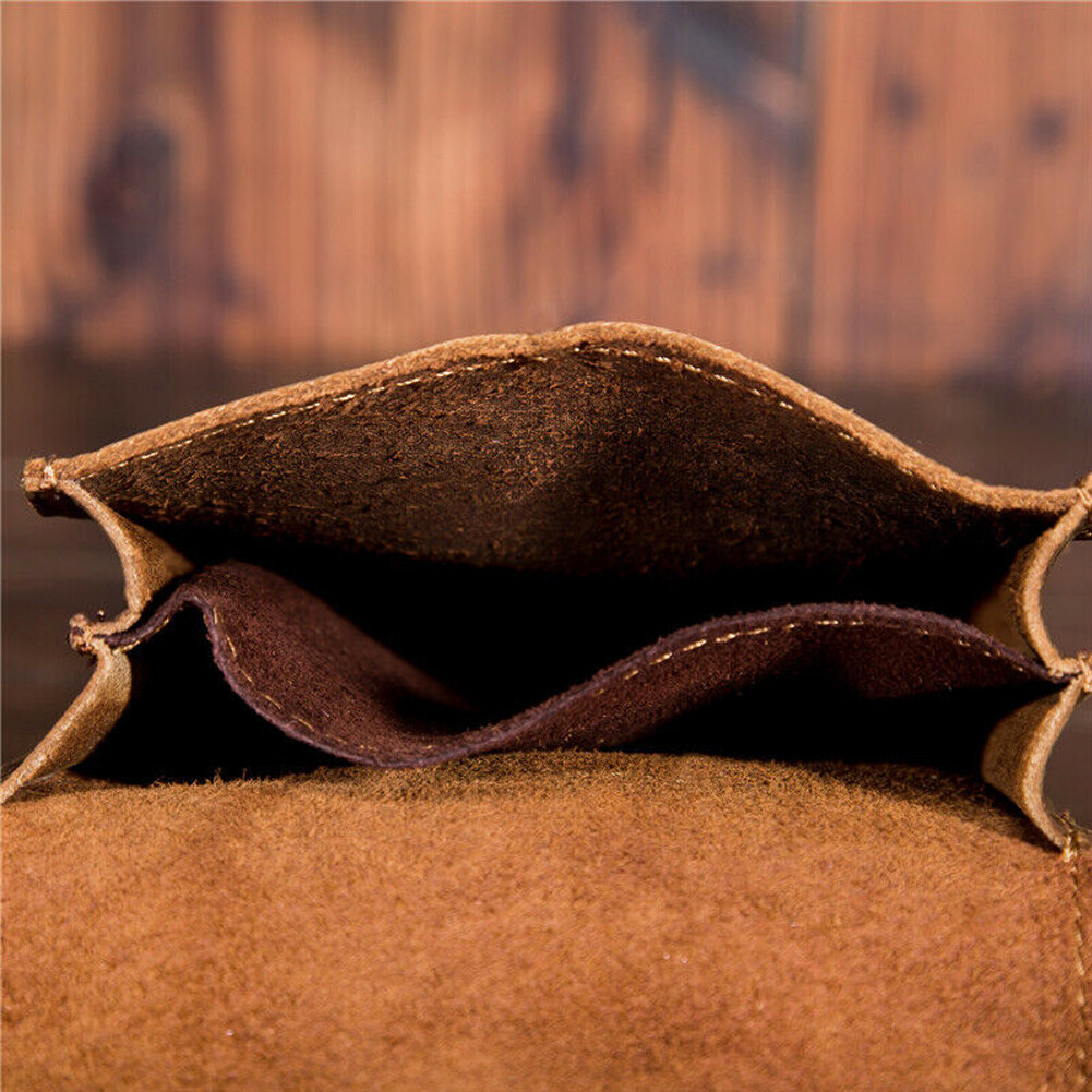 Crazy Horse Leather Men Small Waist Bag Pouch Hook Fanny Waist Belt Pack-