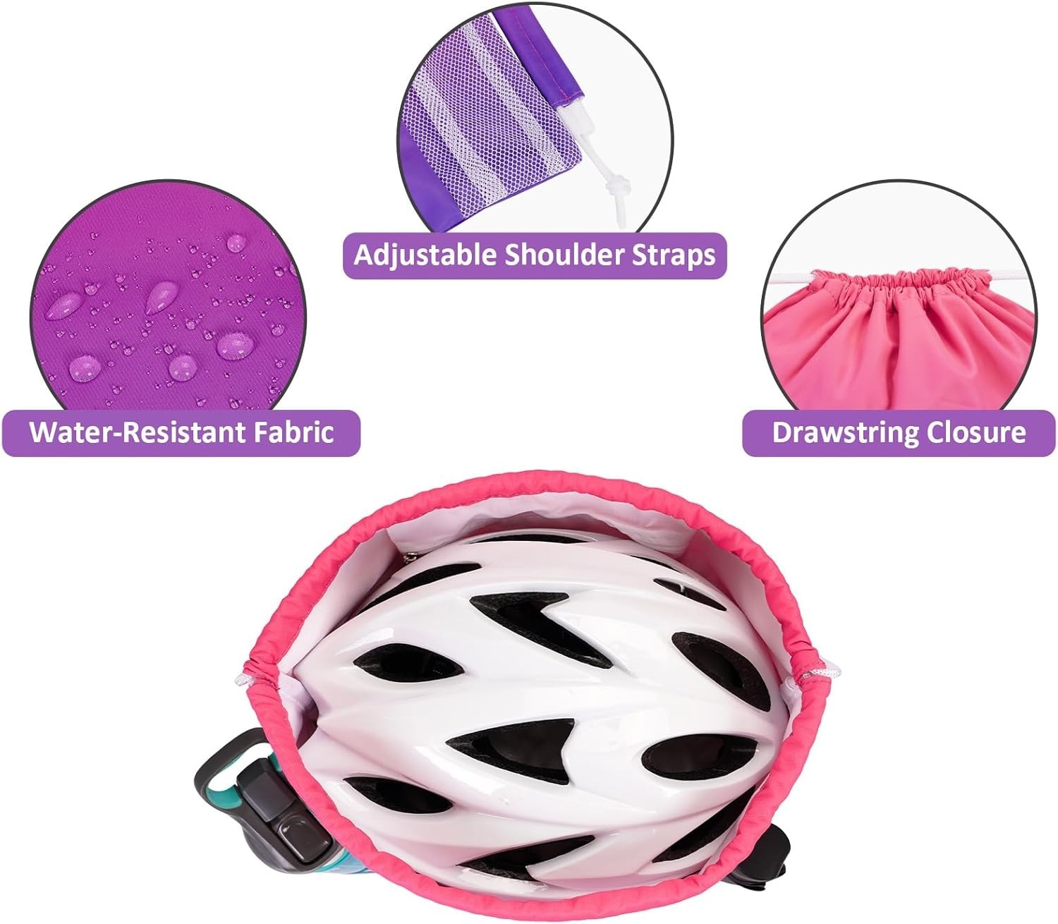 Drawstring Backpack with Shoulder Pad Sports Gym Backpack (Rose Gradient)