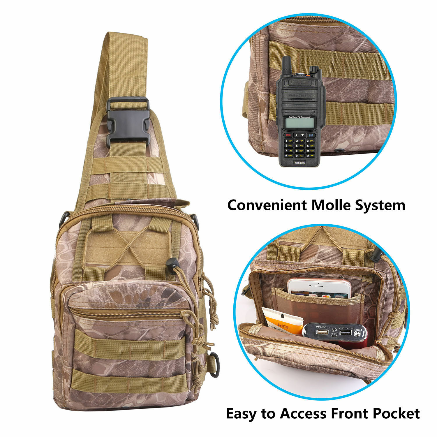 Tactical Single Shoulder Pack Crossbody Military Backpack Molle Sling Backpack
