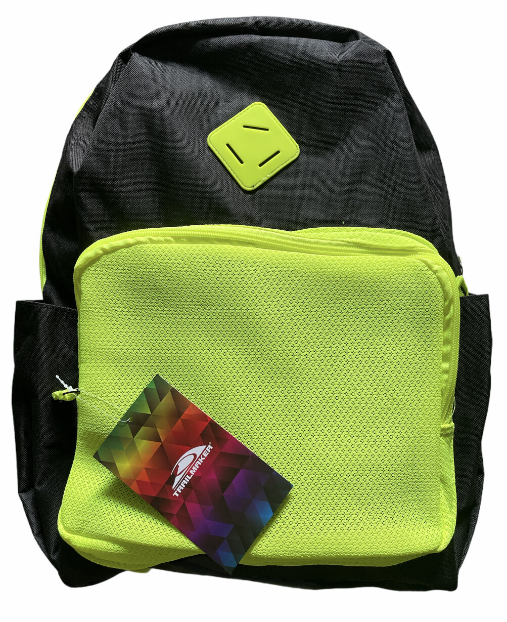 Trailmaker Pro Backpack, Black/Yellow Side Pockets & Adjustable Padded Straps