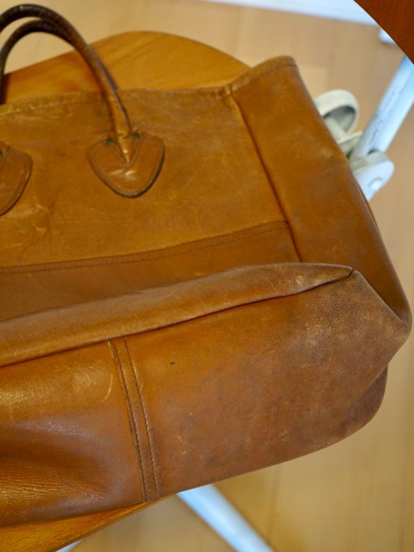 Vintage 80s LL Bean Leather Boat Tote Bag Brown 12.6×11.8×5.1in