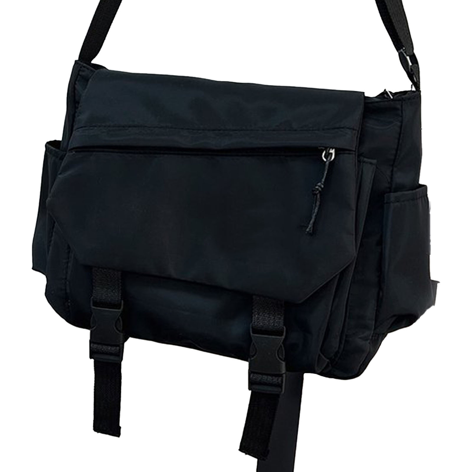 Casual Shoulder Bag Flap Over Messenger Bag Black For Men Women For School