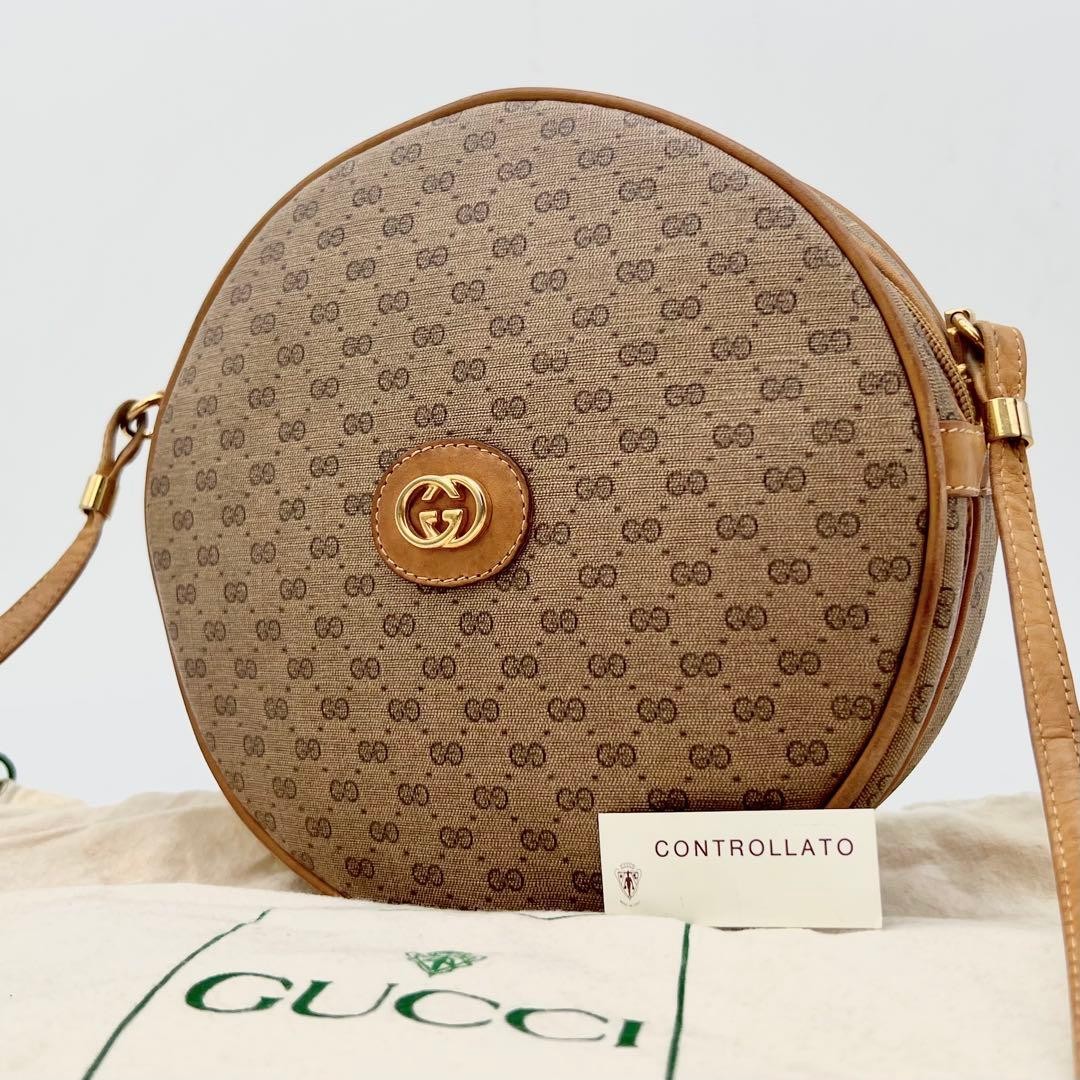 GUCCI Shoulder Bag GG Interlocking MICRO Round Brown