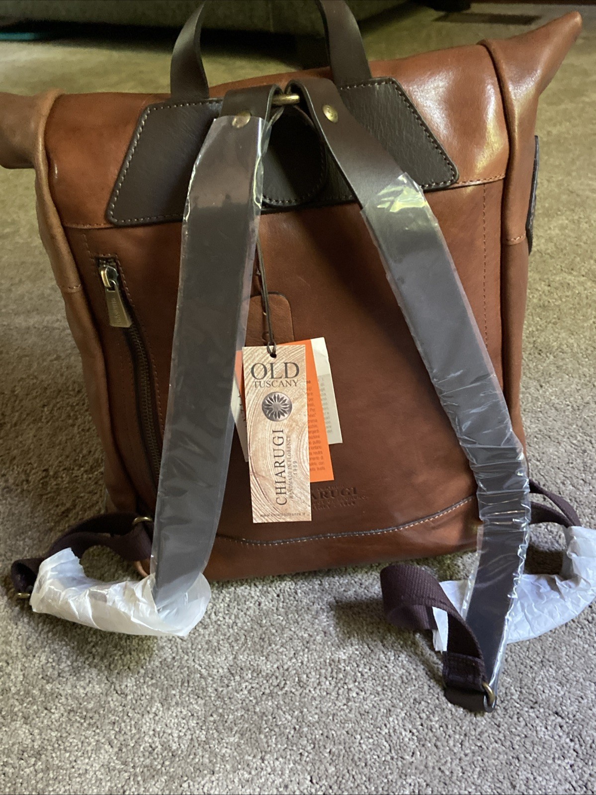 Chiarugi Italian Leather Backpack Brown Luxury Tuscan Work Travel Laptop Durable