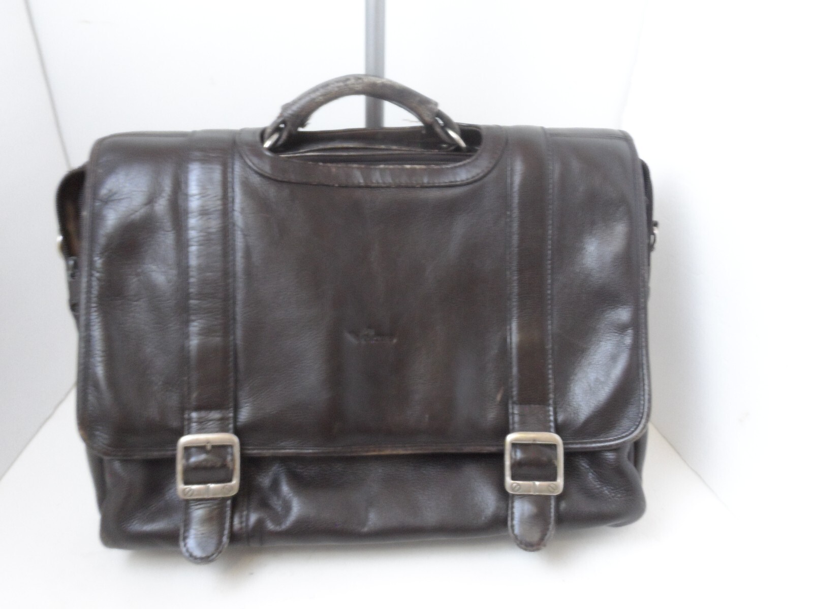Queros Volare Group Brown Pebbled Leather Briefcase Padded ‘Laptop Bag 15.5x11x7