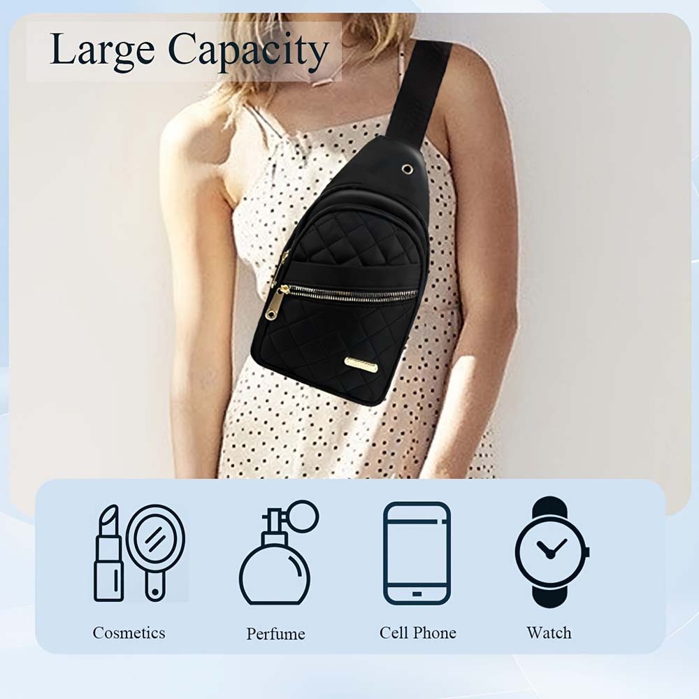 Versatile Multi-Pocket Wear-Resistant Quilted Sling Backpack Crossbody Chest Bag