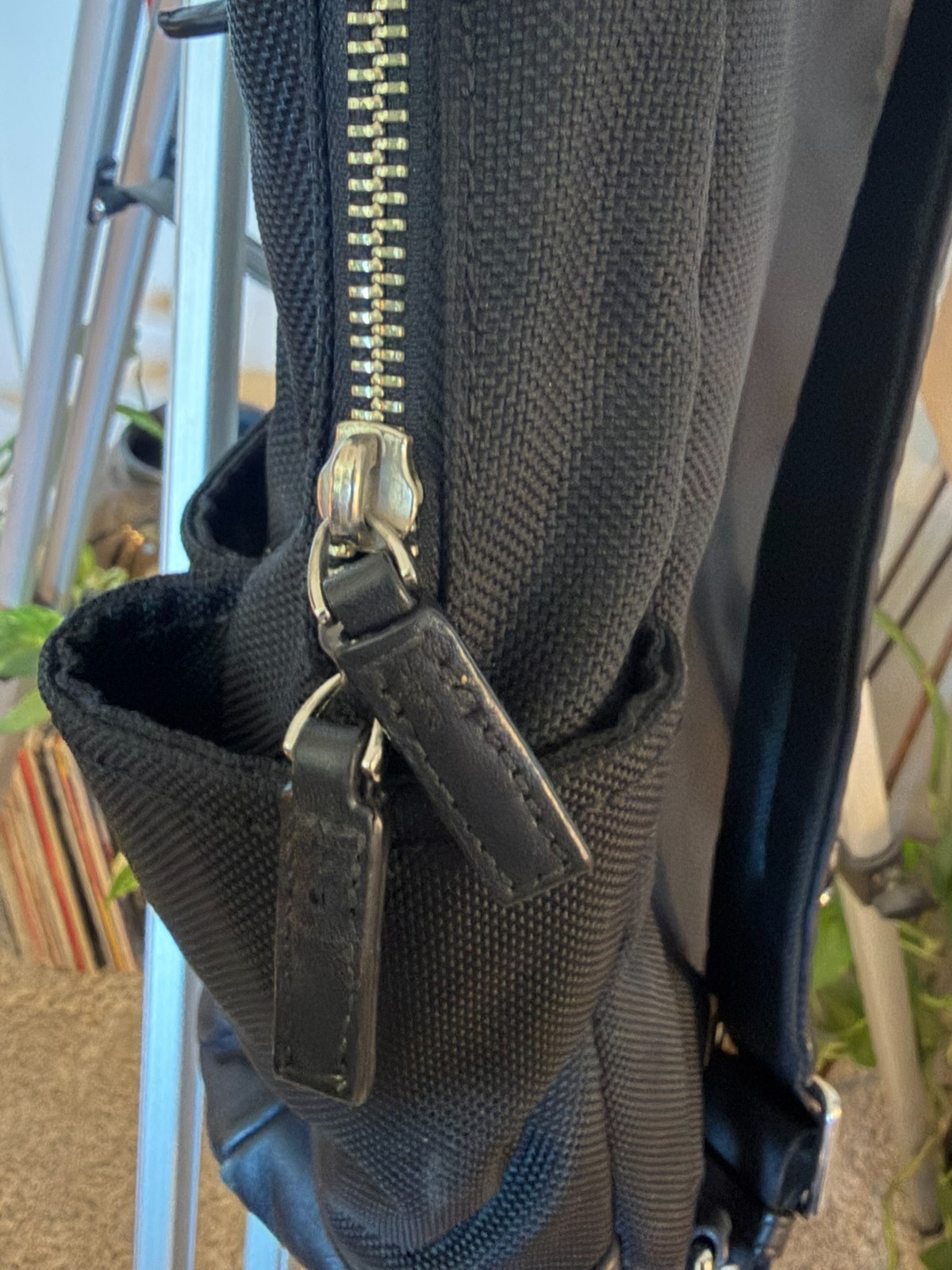 Tumi Backpack Briefcase Ballistic Nylon and Leather Black Used