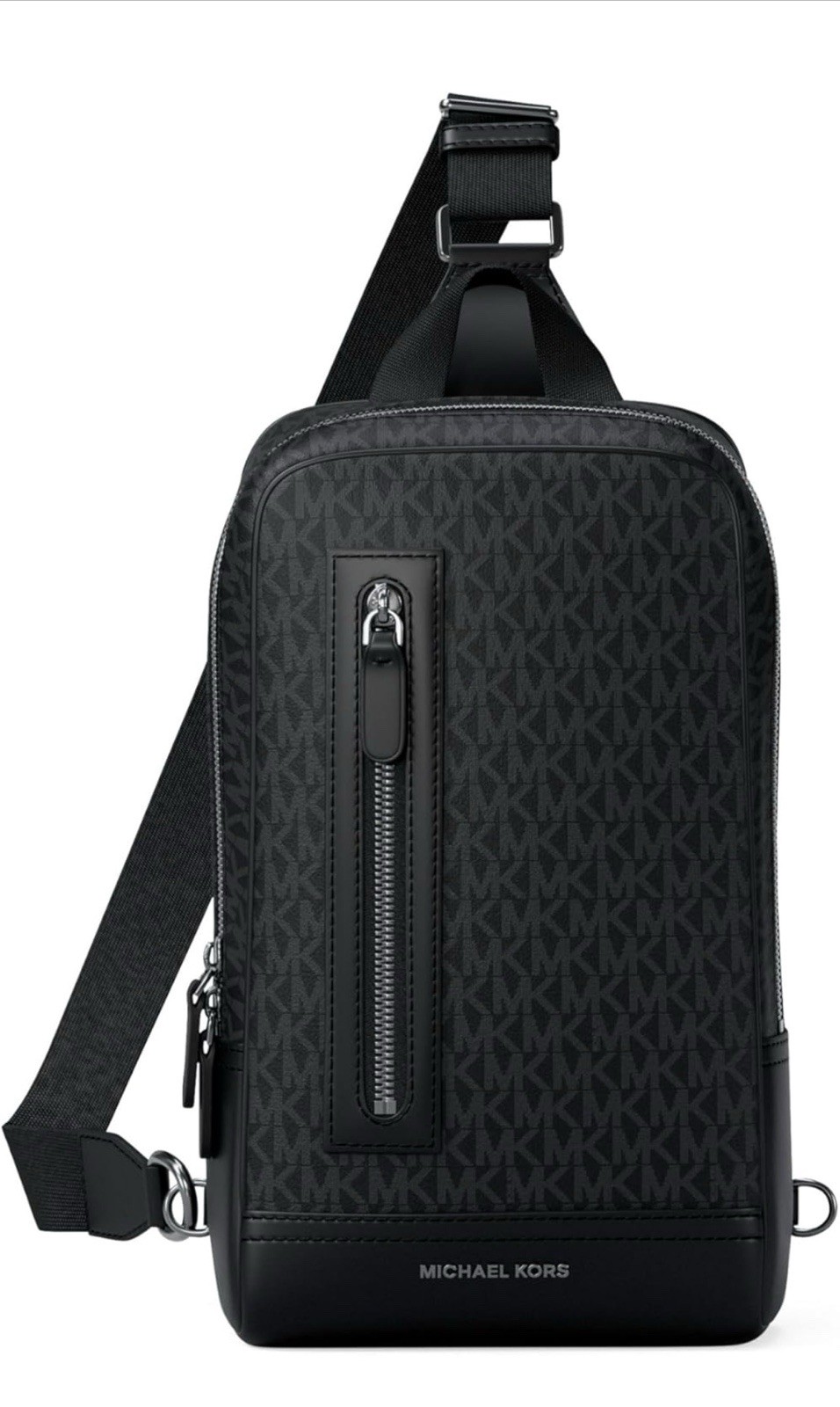 Michael Kors Men’s Black Logo Print Crossbody Bag Adjustable Strap Outer Pockets
