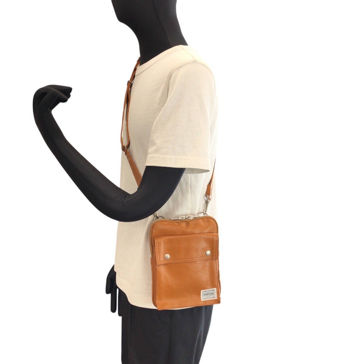 PORTER Shoulder Bag Freestyle Coated Canvas Beige Camel Men W16cm H20cm D4cm