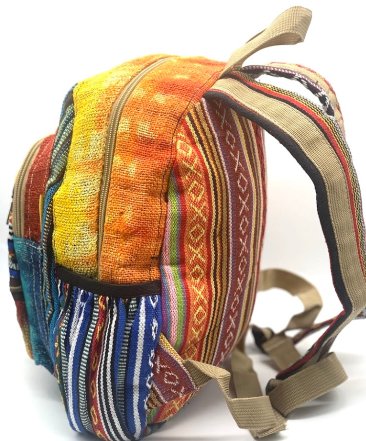 Himalayan Hemp Mini Backpack, Fair Trade Festival Bag, Boho Travel Pack