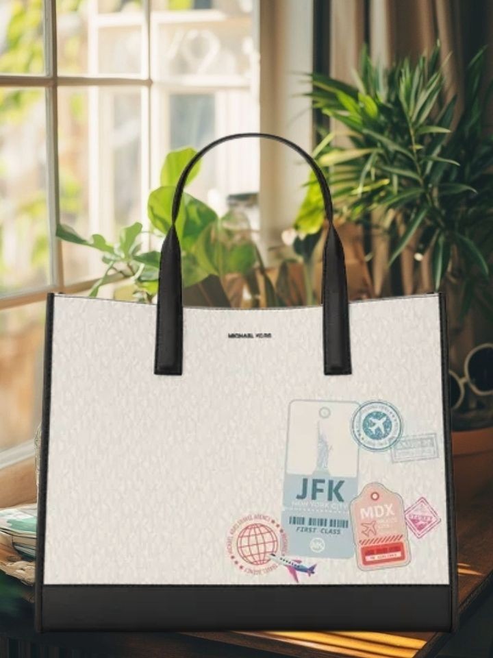 Michael Kors Cooper Men Medium Tote Bag with Embellishments & Logo Bright White
