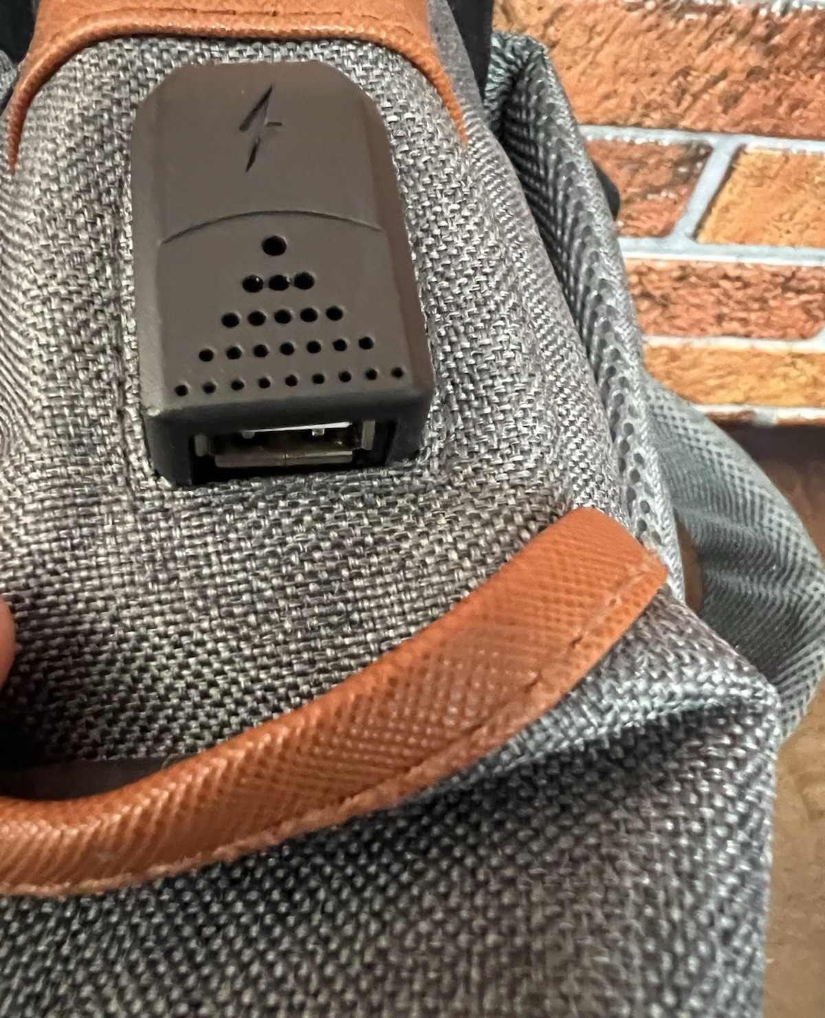 Modoker Vintage 15″ Laptop Backpack Gray Denim with External USB Port and Cable