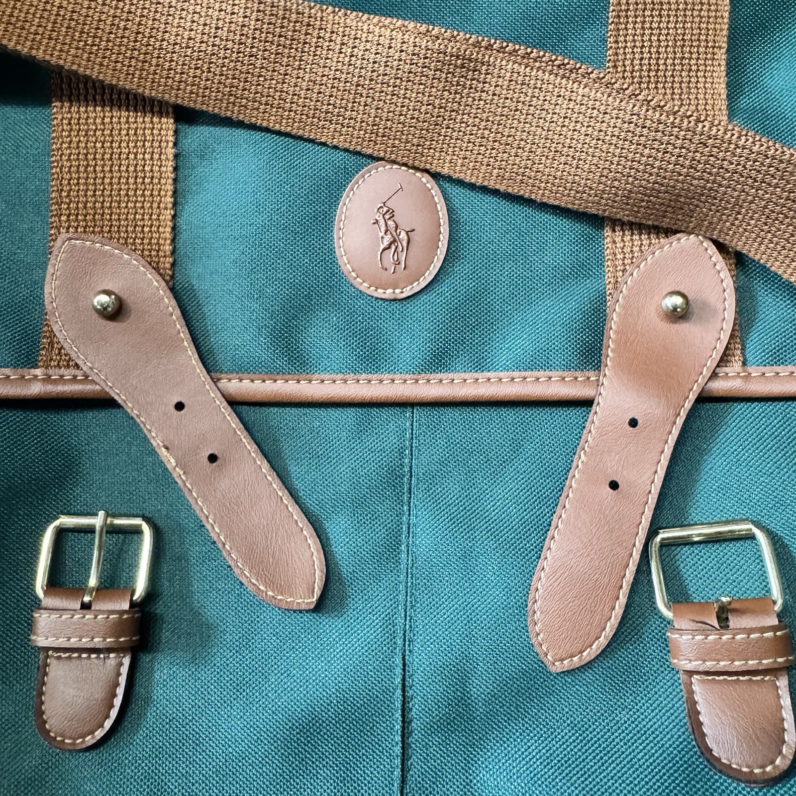 VTG Polo Ralph Lauren Laptop Messenger/Shoulder Bag Green/Brown