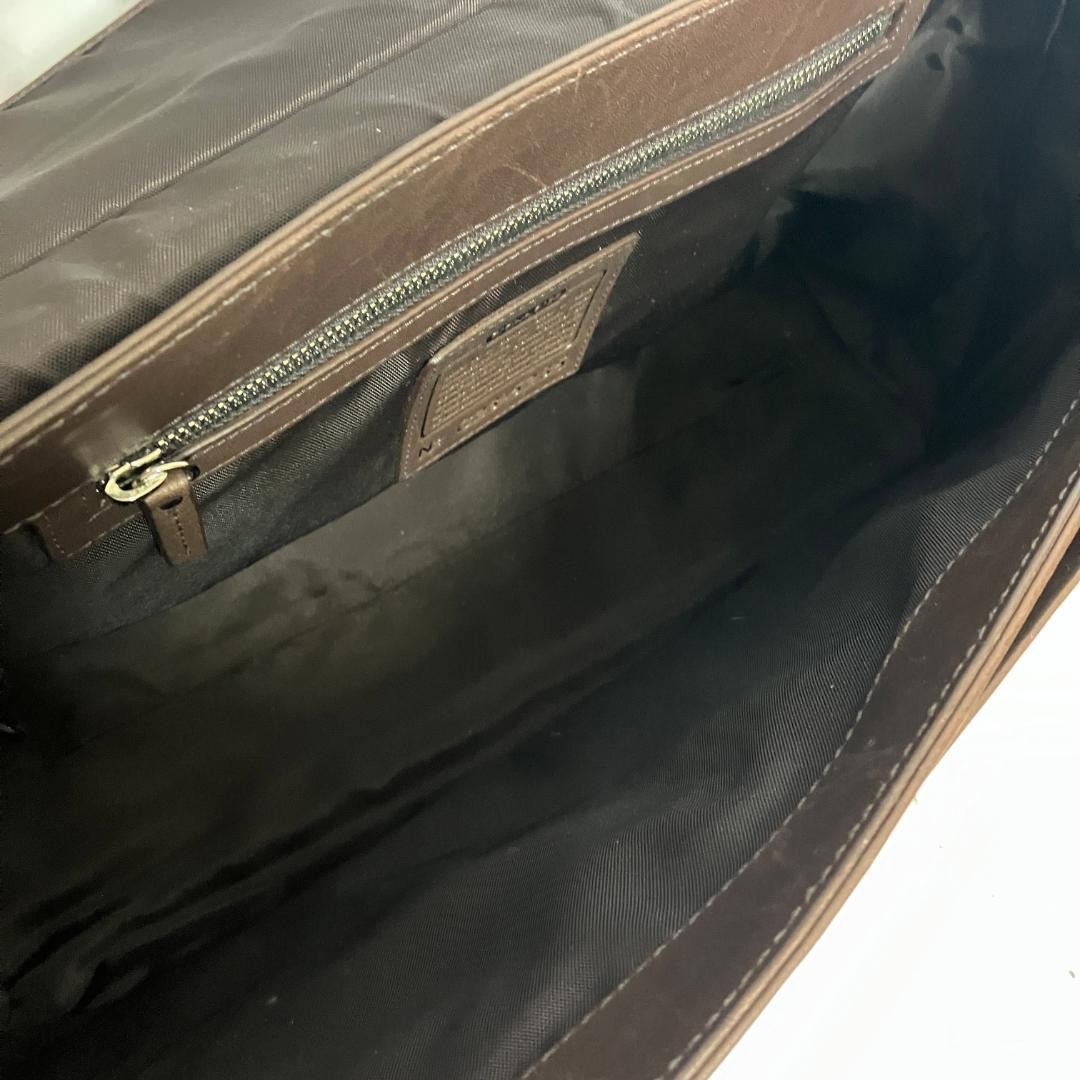 COACH 2way Leather Business Briefcase 5235 Dark Brown 43cm 30cm 14cm Authentic