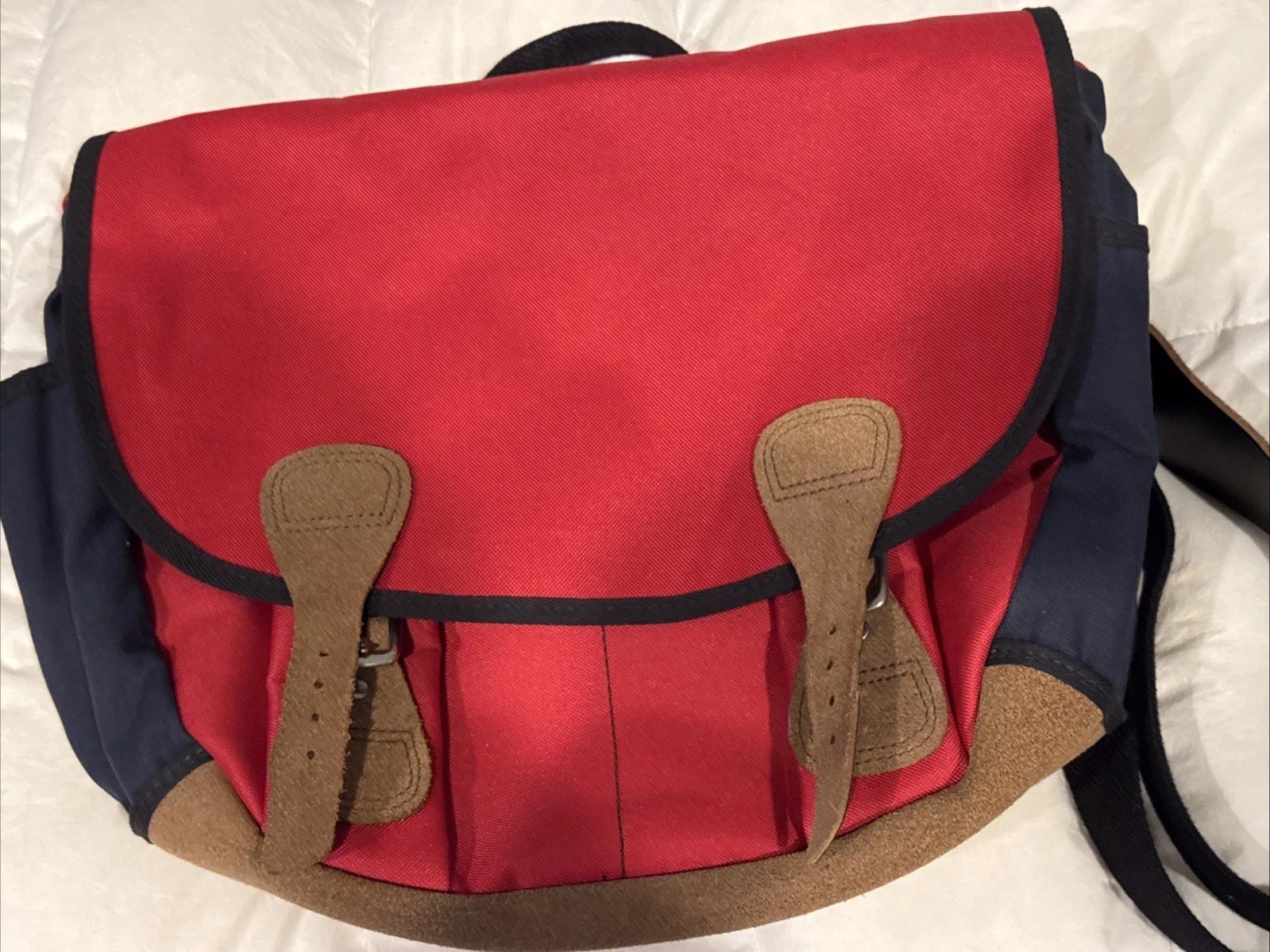 BillyKirk x J. Crew Messenger Unisex Bag – Red Navy-Horween Leather USA Made New