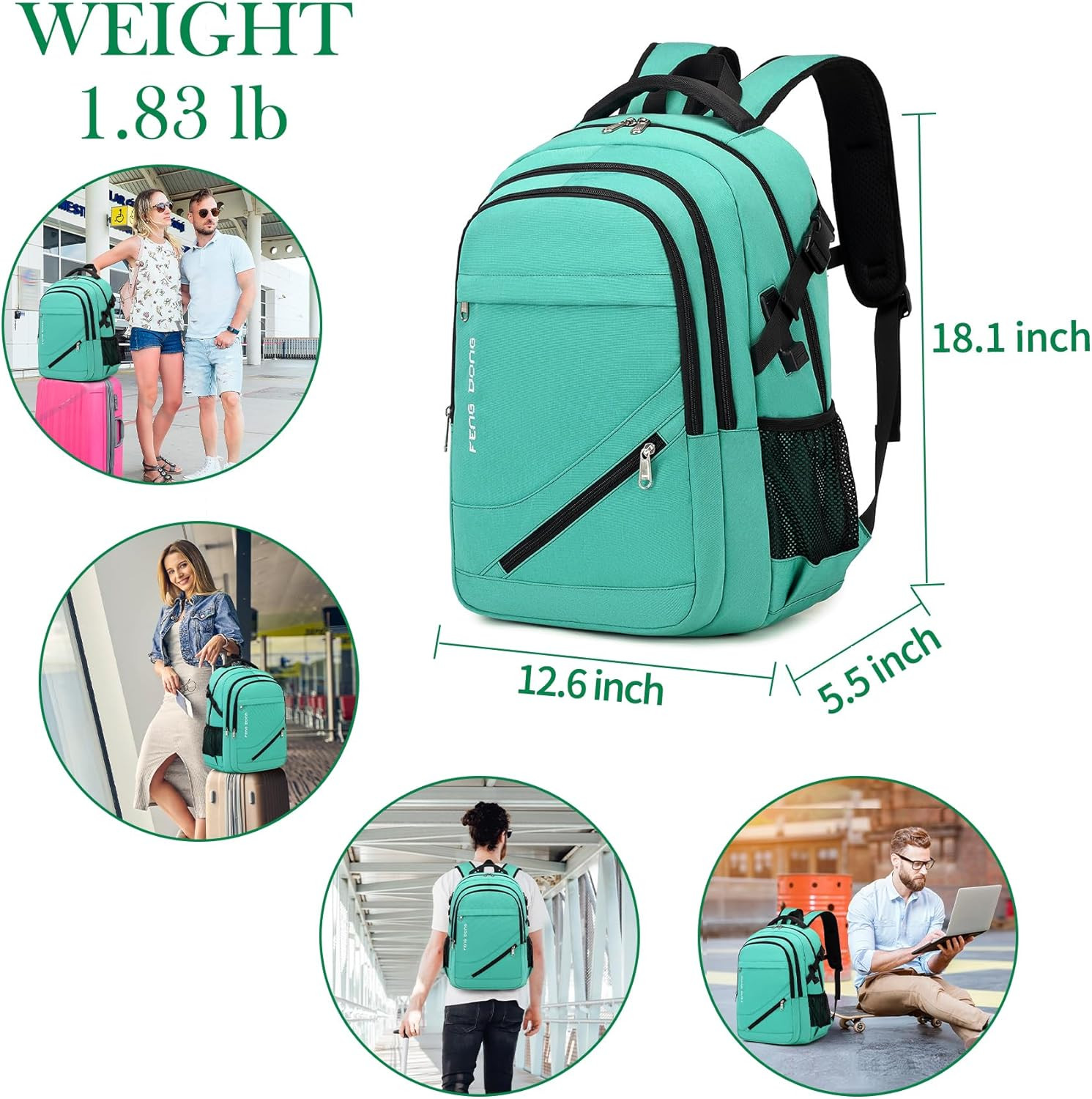 17.3″ Large Laptop Backpack Durable Waterproof Travel College Backpack Bookbag f