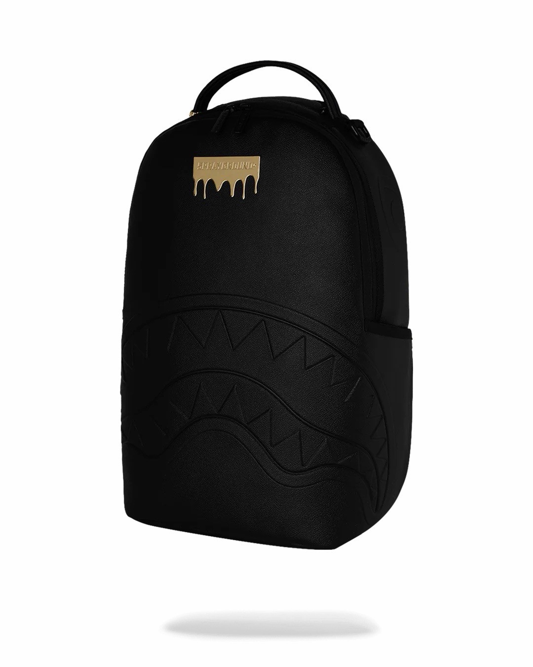 SPRAYGROUND LIMITED EDITION BACKPACK GOLD DRIP LOGO METALLIC BLACK FAUX LEATHER