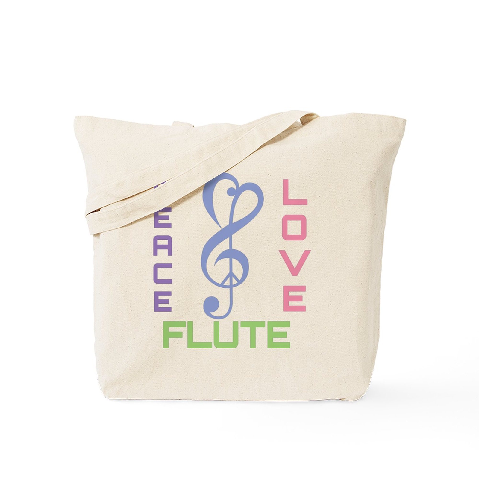 CafePress Peace Love Flute Music Tote Bag (993850017)