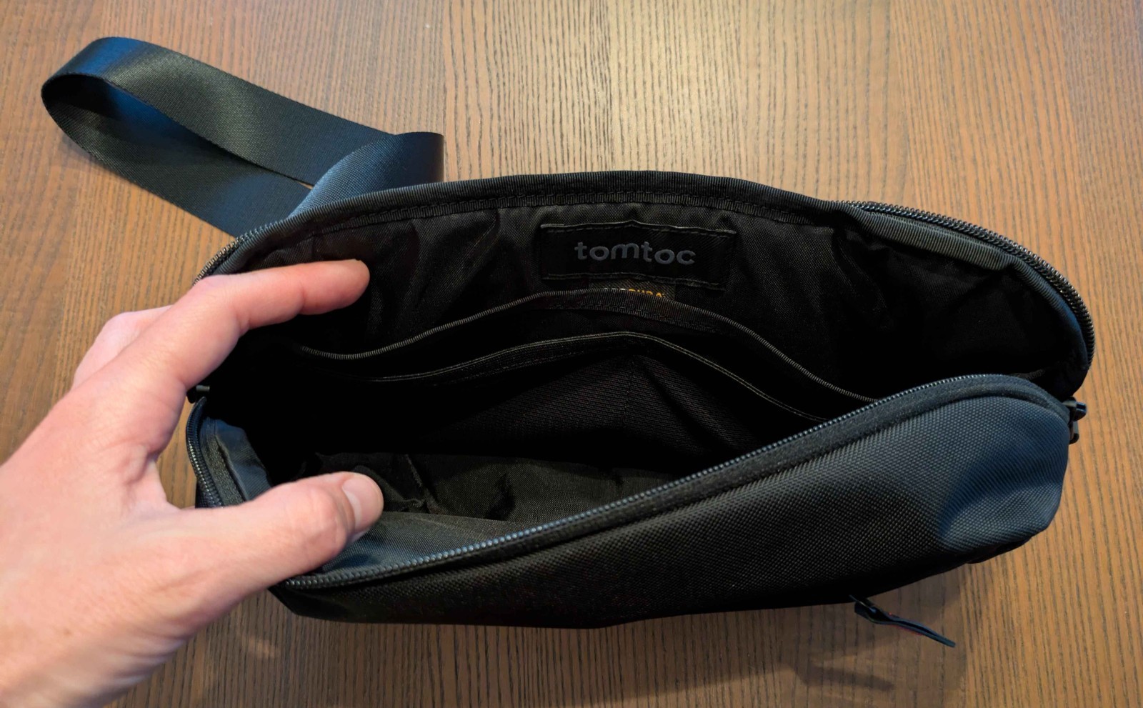 tomtoc Explorer-T21 Sling Bag S – Black Belt, Adjustable Strap, Inner Pockets